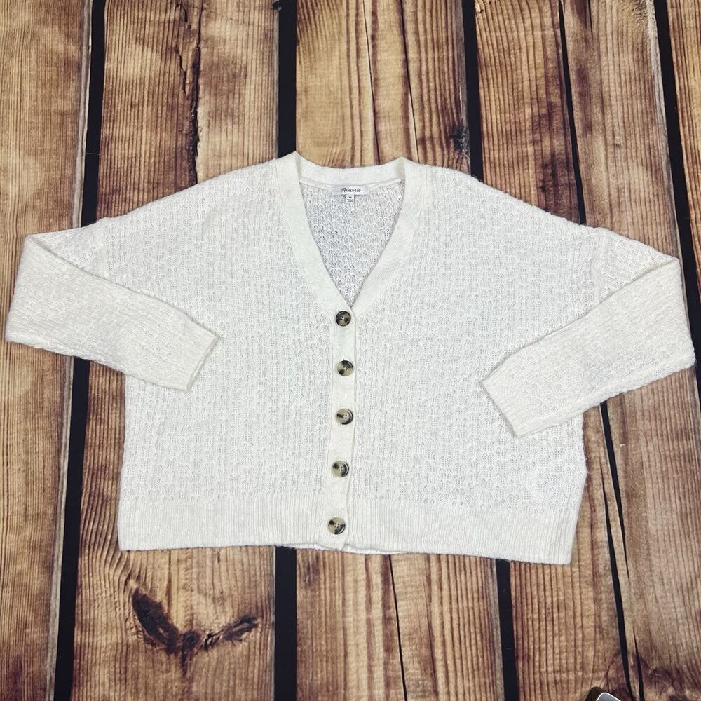 Madewell Cream Knit Button-Front Cardigan